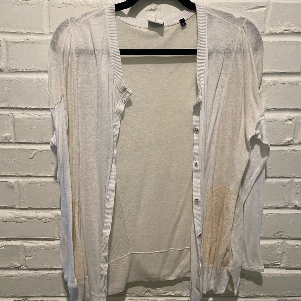 Cabi white and cream cardigan